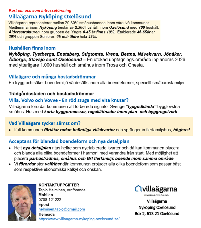 Bostadsförsörjning 2030 Remissvar Villaägarna Nyköping Oxelösund 800p 2025