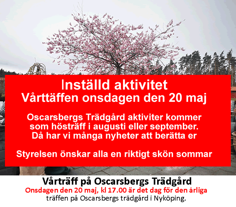Oscarsbergsträdgård Agenda 20maj 800p 2026